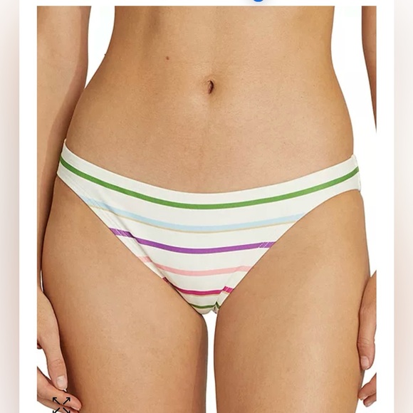 kate Spade New York Women's Striped Classic Multicolored Bikini Bottoms Sz L NWT - Picture 1 of 9
